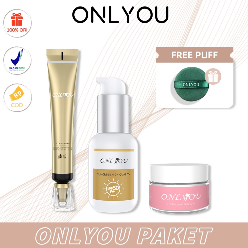 DISKON BRANDS FESTIVAL ONLYOU 4pcs Paket  ONLYOU Foundation pelembab Waterproof Concealer  ONLYOU In