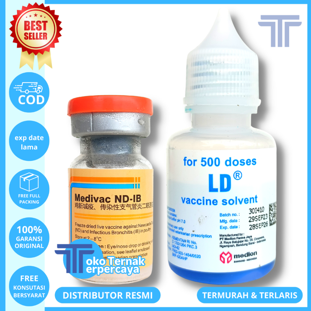 VAKSIN MEDIVAC ND IB DOSIS 500 EKOR + PELARUT MEDIVAC MEDION - Vaksin Ayam Tetelo dan Infeksius Bron