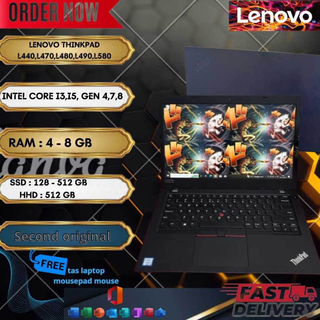 LAPTOP SECOND ORIGINAL LENOVO THINKPAD L440,L470,L480,L490,L580 WD 10