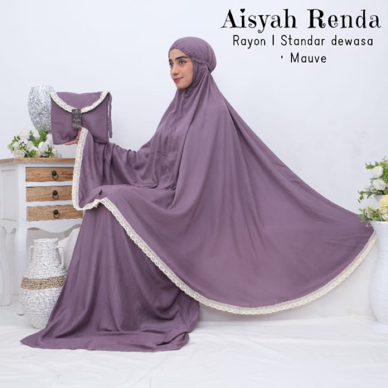 mukena bali polos renda - mukena rayon grade A polos renda - mukena aisyah renda