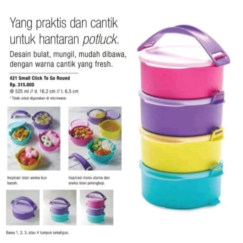 rantang small click to go round 550ml tupperware r susun