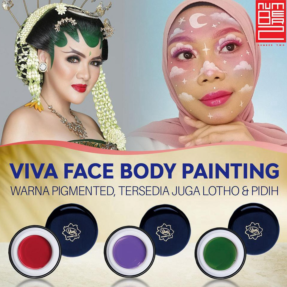 KODE E99T Viva body painting waterbased face satuan waterproof anti air biru merah orange hitam puti