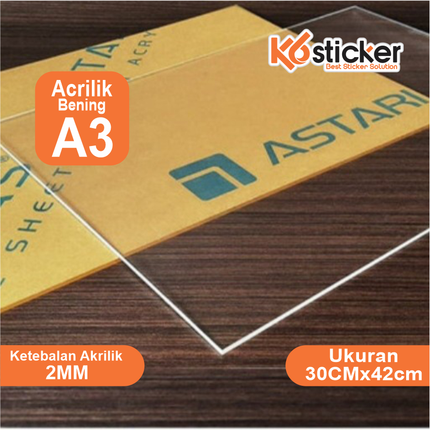 AKRILIK lembaran 2mm A3 / Akrilik bening / Astari / Acrylic