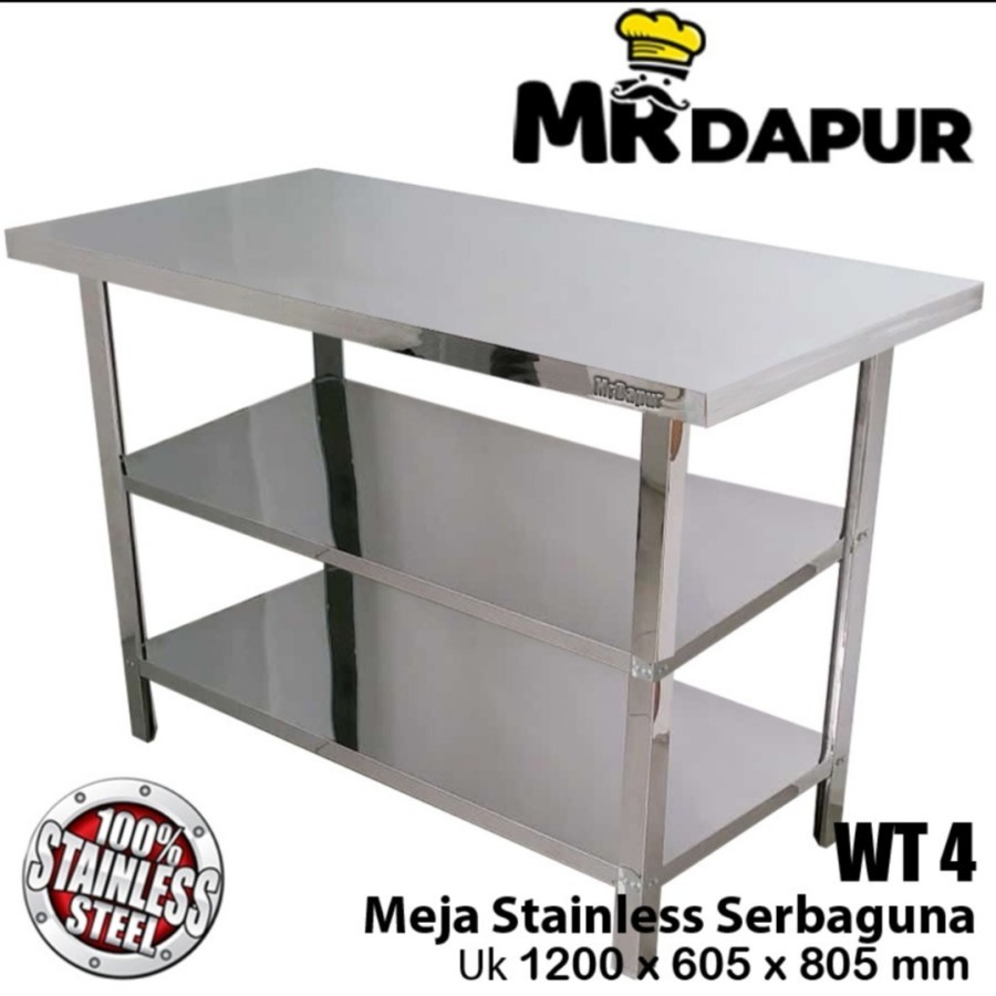 Meja Stainless 3 Rak Type WT4 Mr. Dapur / MEJA DAPUR STAINLESS / MEJA DAPUR MBG