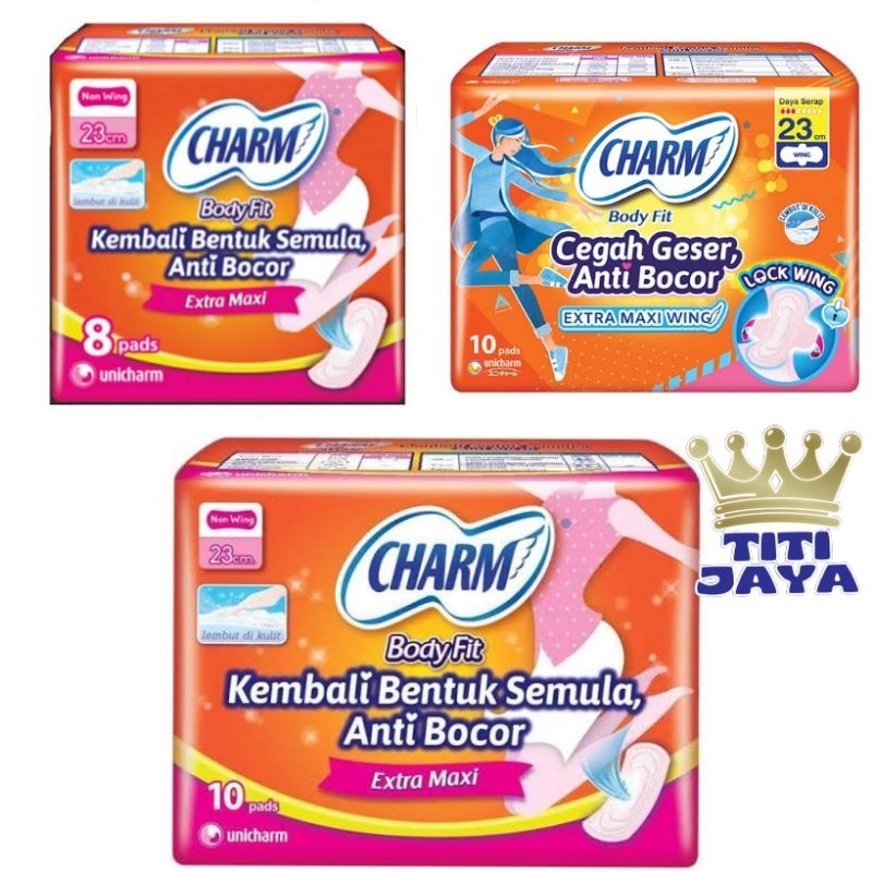 PEMBALUT CHARM ISI 8 ISI 10 SOFTEX SAYAP TIDAK BERSAYAP NON WING