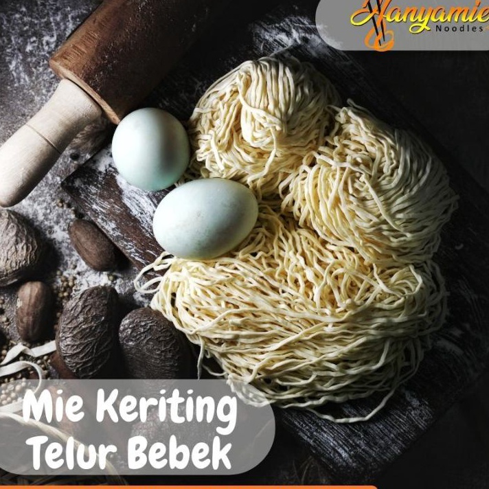 

1111 Mie ayam bakmi mentah hanyamie dengan telur bebek isi 1 pcs