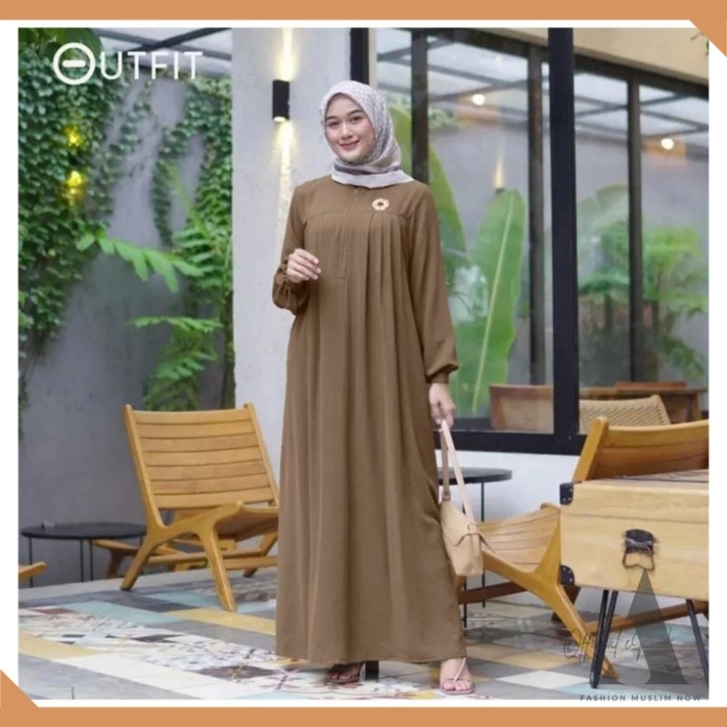 Abaya / Baju Gamis Model Sekarang / Gamis Polos Lengan Kerut / Gamis Mewah Terbaru
