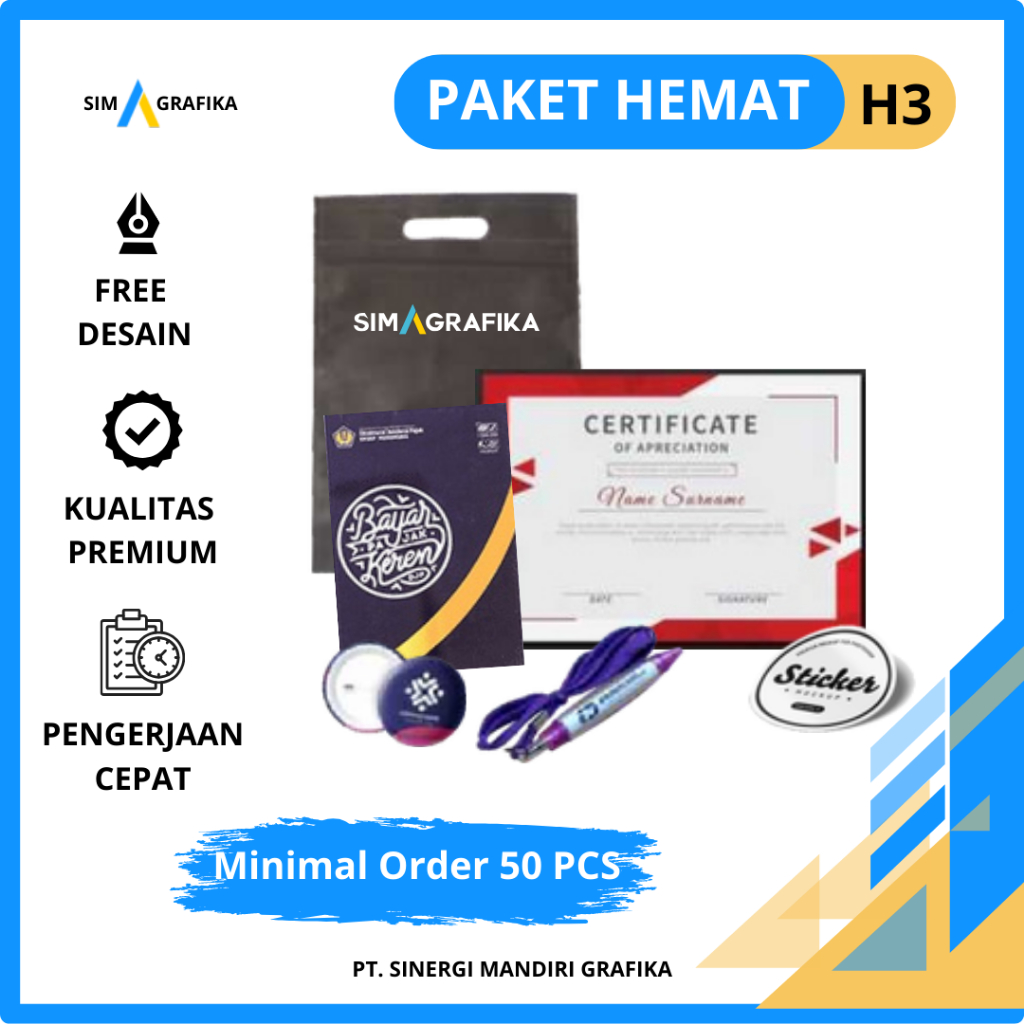 

Paket Seminar Kit Premium Untuk Berbagai Acara - Goodiebag, Sertiﬁkat, Note, Pulpen, Sticker (BISA CUSTOM-FREE DESAIN)