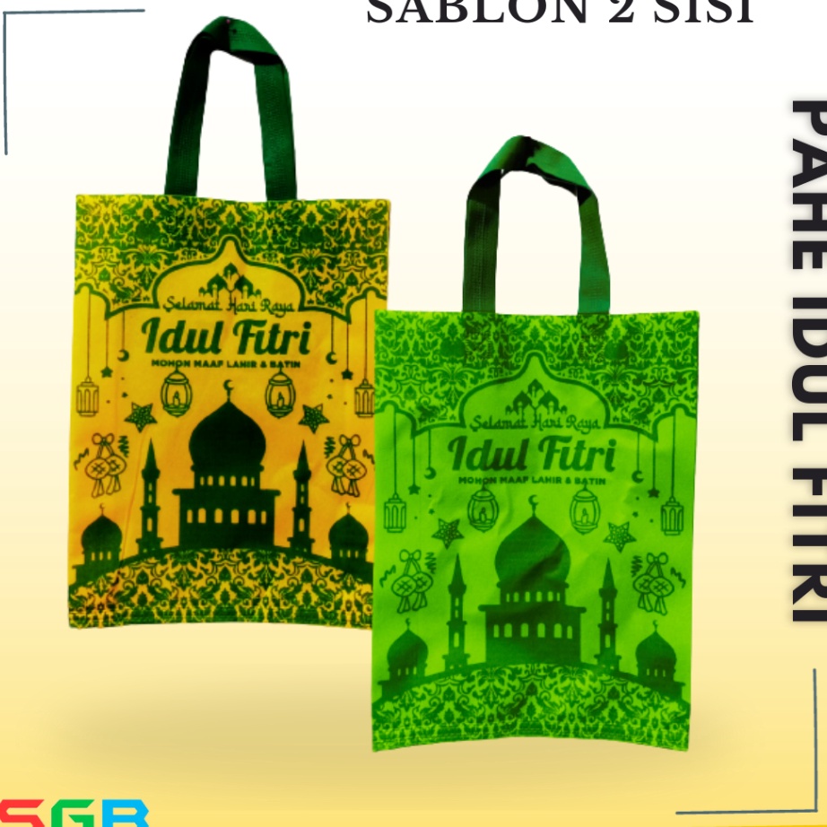 

Souvenir Berkualitas Tinggi Kenangan Abadi 1lusin 12pcs PaHe PAket HEmat Goodie Bag Handle Idul fitri uk 3x4x8 kain 65gsm Tas Spunbond Lebaran