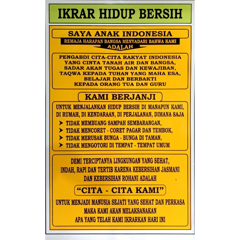 

papan data ikrar hidup bersih