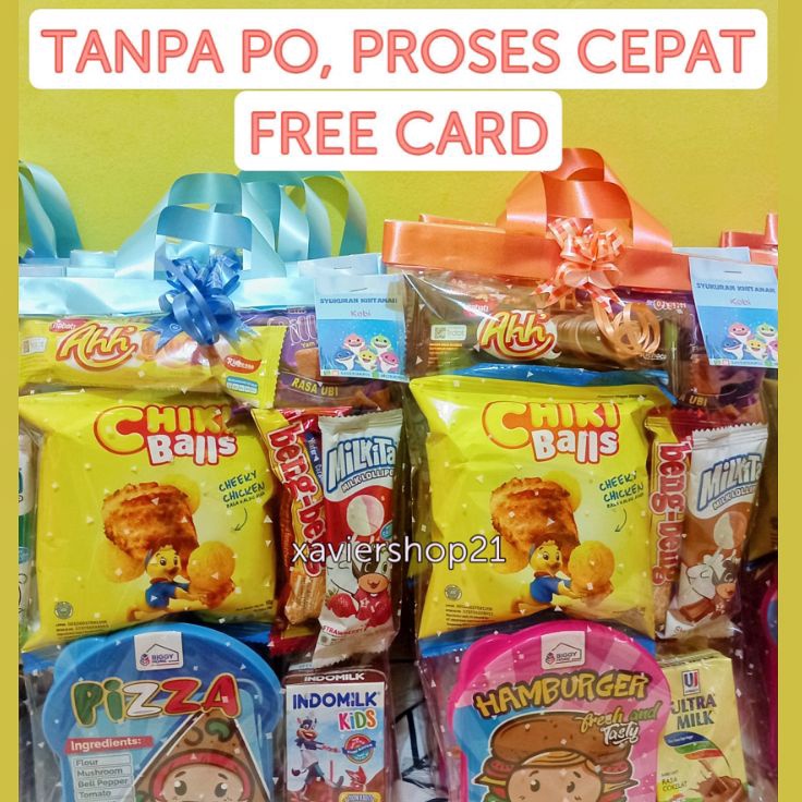 

XC26619 Paket snack ulang tahun KOMPLIT Tempat makan Free card Goodie bag ultah