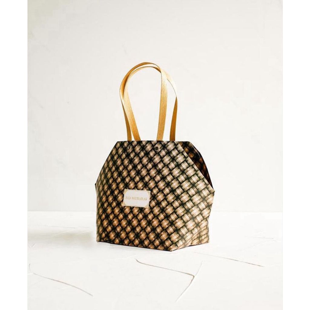

(min 5 pcs) hamper bag eid mubarak tas parsel lebaran motif rotan, tas parsel lebaran