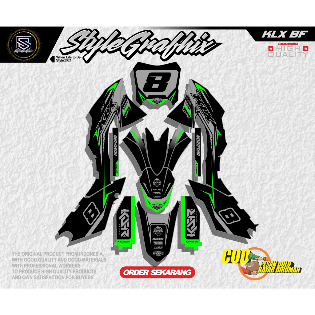 Decal Stiker Motor Trail KLX 150 KLX LAMA (Old) Hijau Kawasaki