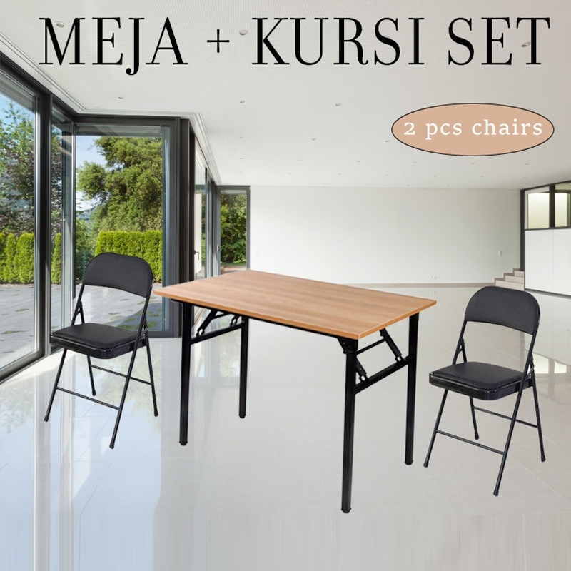 Set Meja Kursi Lipat 1 Meja 2 Kursi Meja Belajar Set Kursi Minimalis Meja dan Kursi Kantor Meja Lipa