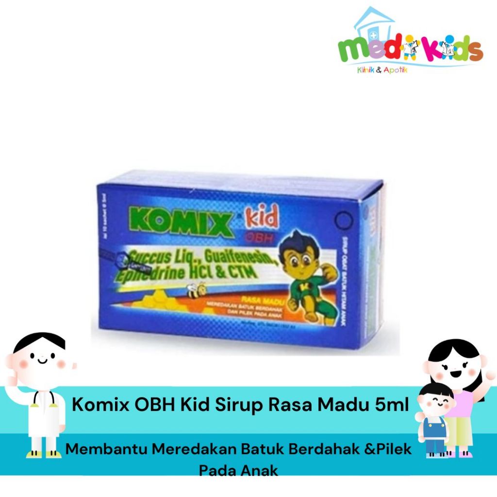 Komix OBH Kid Sirup Rasa Madu 5 ml - Obat Batuk & Pilek - Box 10 Sachet