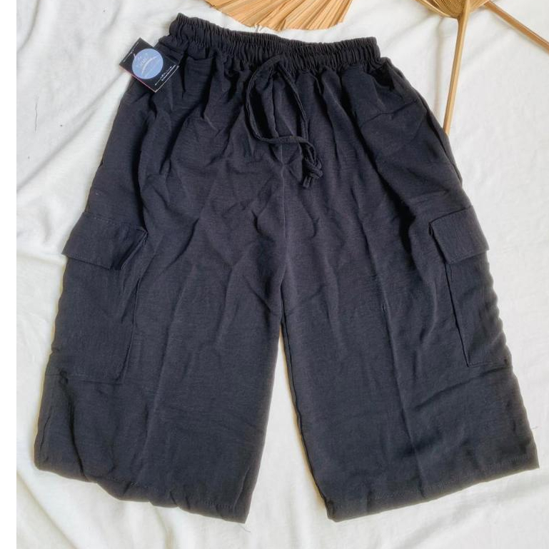 Kulot Cargo Pendek 7/8 Crinkle Airflow Jumbo Wanita