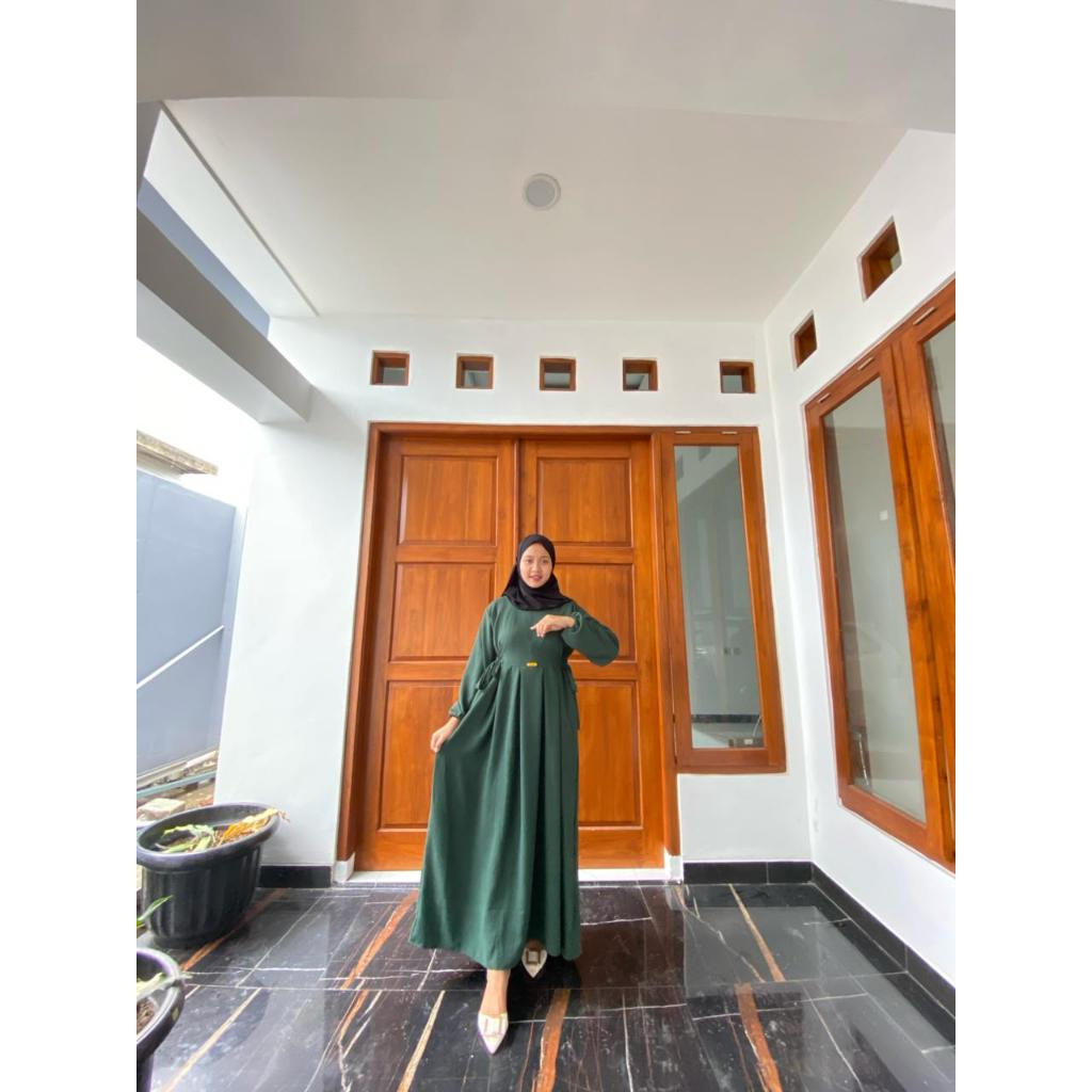 GAMIS NIKITA CRINKLE AIRFLOW TERBARU LD 110CM PB 130-HIJAU BOTOL