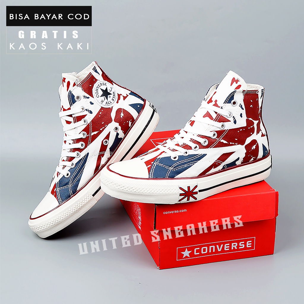 Sepatu Converse 70s High Union Jack British Flag Bendera Inggris Sneakers Pria