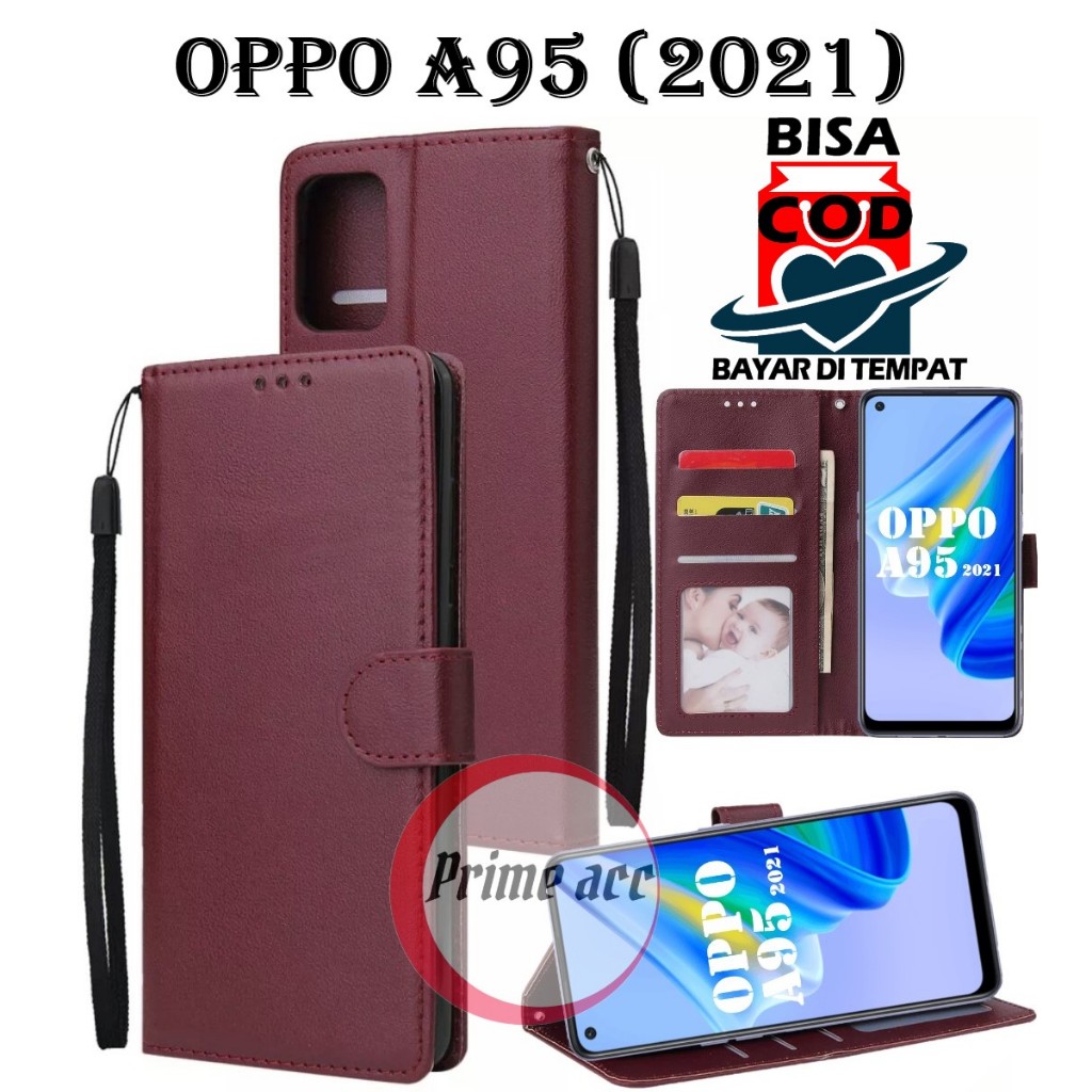 flip case OPPO A95 2021leather case casing dompet handphone
