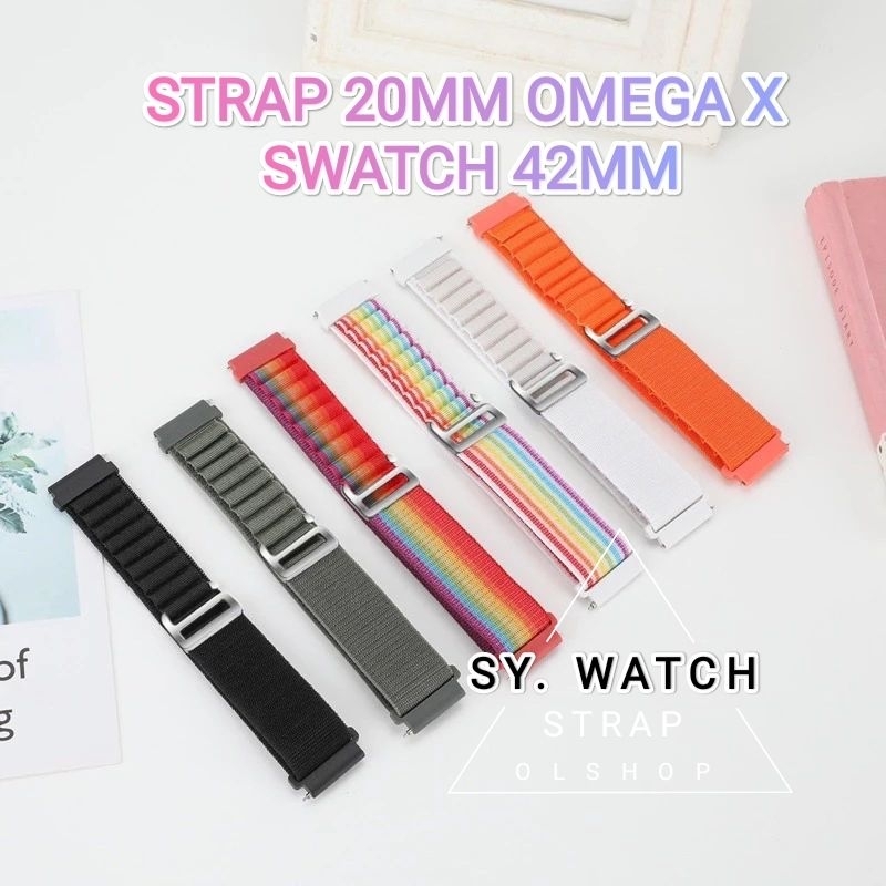 YNA 20MM Strap Omega X Swatch 42mm Tali jam tangan Nilon Alpine Pria wanita