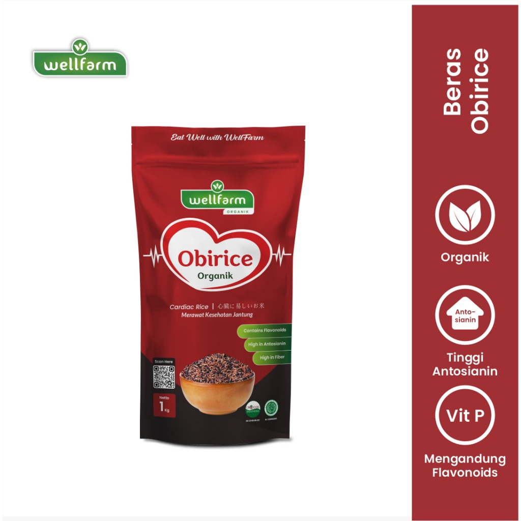 

WellFarm Obirice Organik - Beras Asli Organik Mix Super - Baik Untuk Jantung dan Kolestrol 1Kg