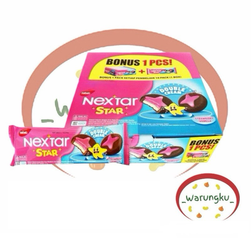 

TERBARU NEXTAR STAR 1 BOX ISI 10 Biskuit Coklat Krim Stroberi Vanilla