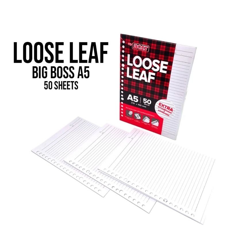 

50 lembar loose Leaf Boss garis A5 (20 ring)
