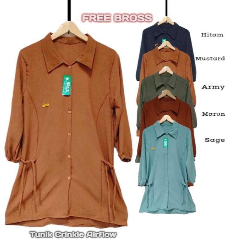 tunik kemeja tali samping / baju wanita dewasa tunik crinkle airflow premium terbaru kekinian viral