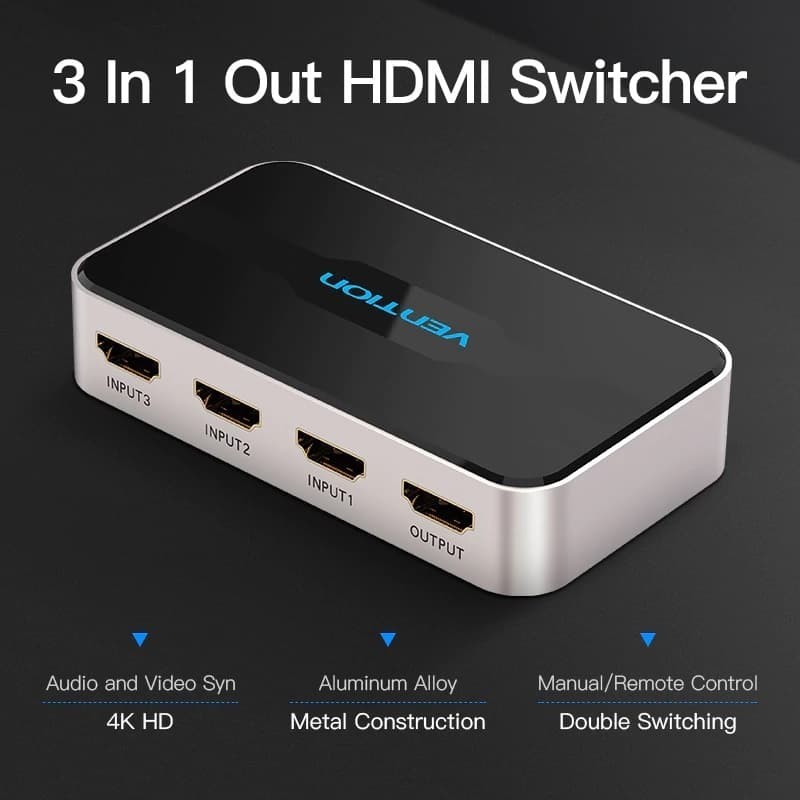 switch HDMI Vention AFF HDMI Switcher 3 Input 1 Output