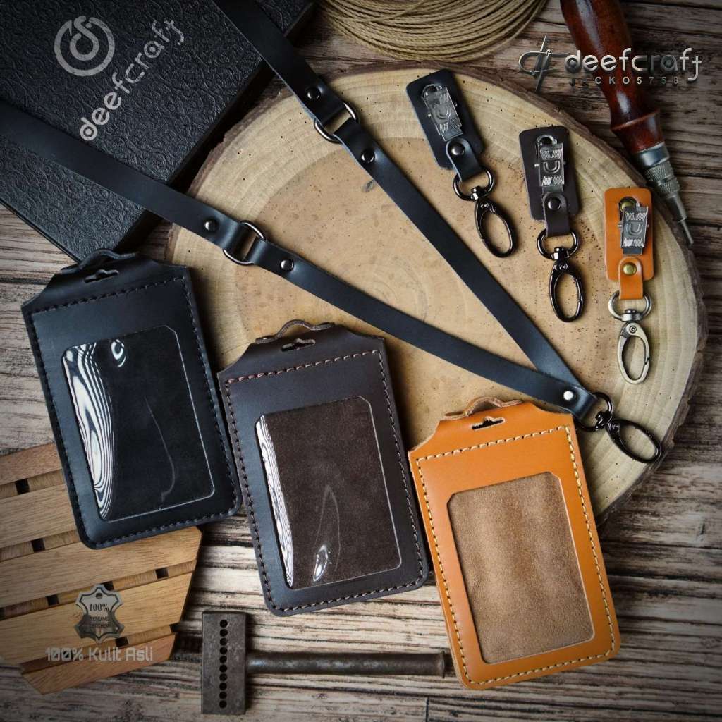 

Name tag Lipat Kulit Sapi Asli 3 slot / Nametag Flip 3 slot kulit asli/id card (Free Grafier)