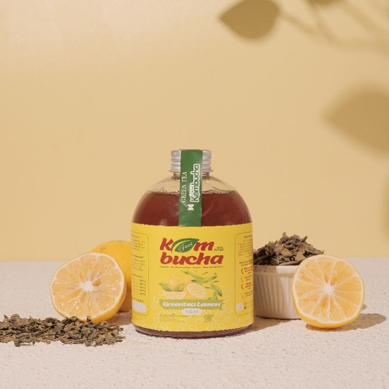 

Fresh Kombucha Green Tea Lemon 500ml (Teh Hijau) Botol Bulat