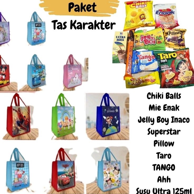 

TERMURAH Snack Ulang Tahun Anak Godie Bag karakter Paket Godie Bag Karakter Anak dan snack Ultah murah