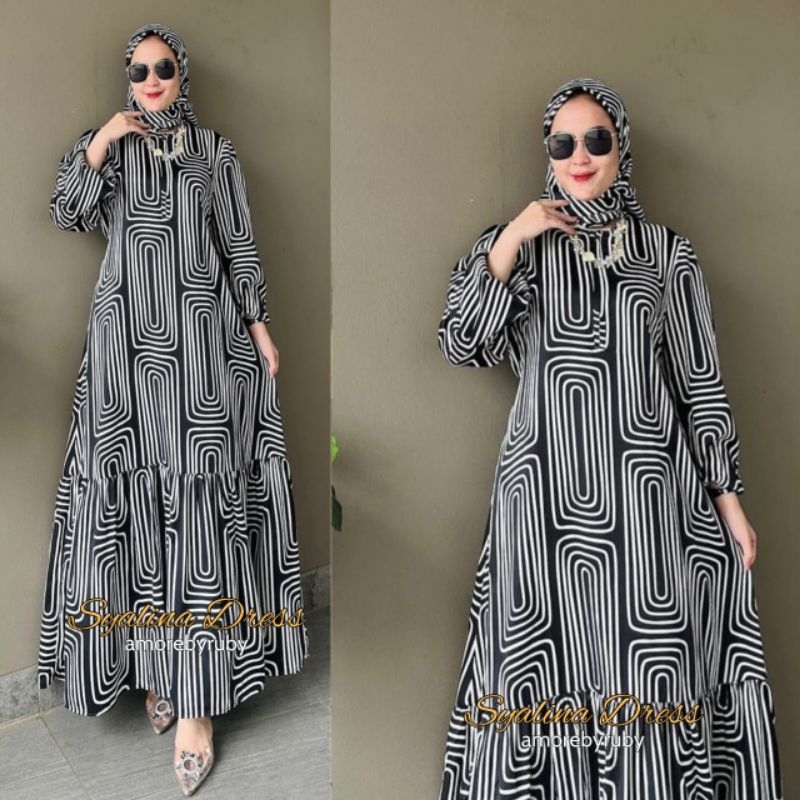 set hijab+gamis silk produk amore by ruby gamis remaja edisi syalina dress gamis busui muslimah terb