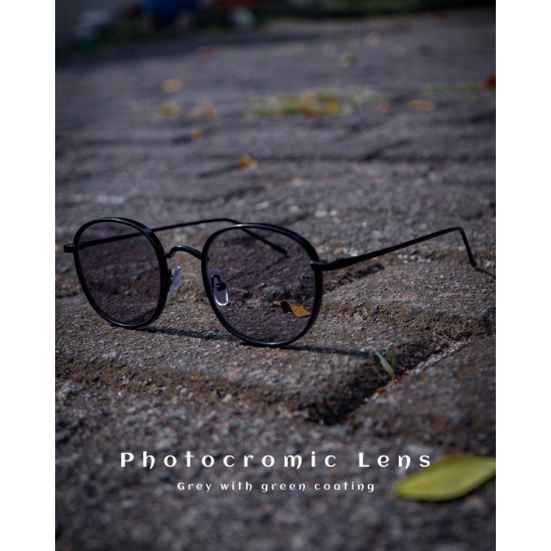 Kacamata Pria & Wanita Bulat Besi Photocromic Anti Radiasi Minus & Cylinder | Kacamata Photocromic |
