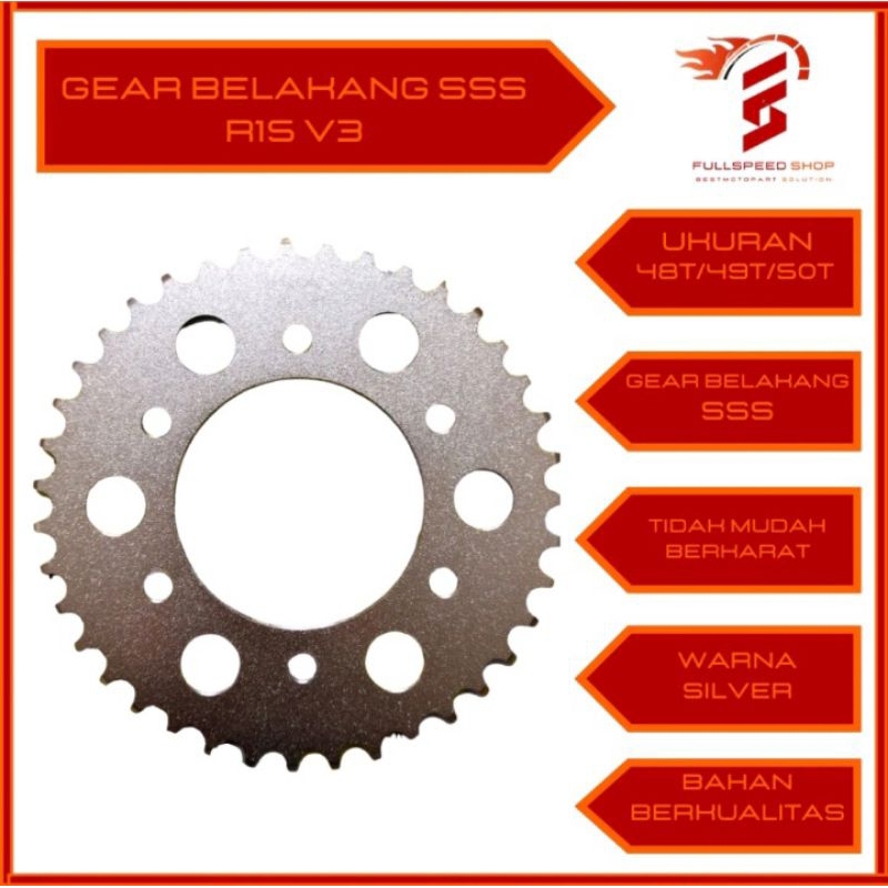 Gear Gir Belakang SSS 428 Yamaha R15 V3 Ukuran 48/49/50