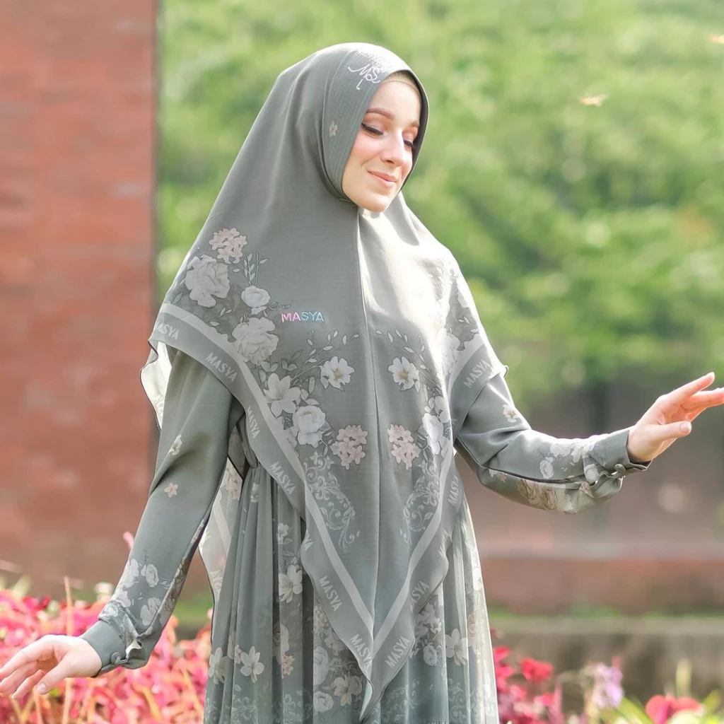 Set Gamis Dress Ceruty Babydoll Printing Premium Syari Branded Hitam - Ungu - Jetblack - Merah Maroo