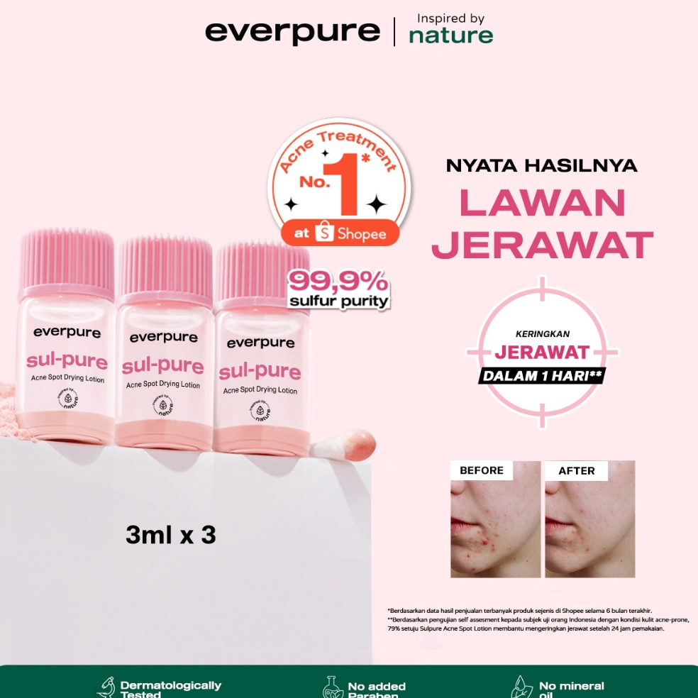 KODE R74Z BUNDLING EVERPURE Sulpure Acne Spot Drying Lotion 3ml x 3pcs Special Affiliate  Obat Totol
