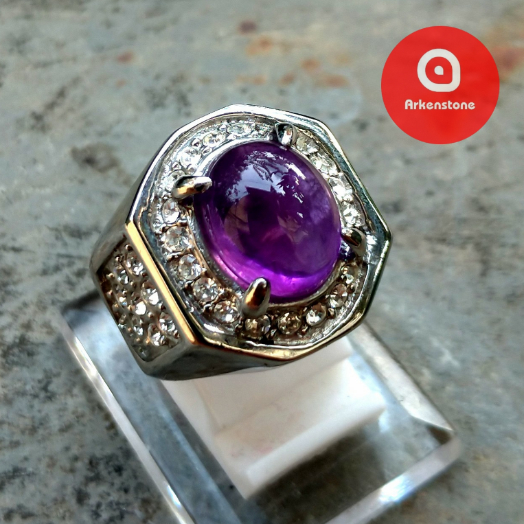 Cincin Batu Mulia Kecubung Ungu Amatis / Ametis / Amehtyst Natural Crystal