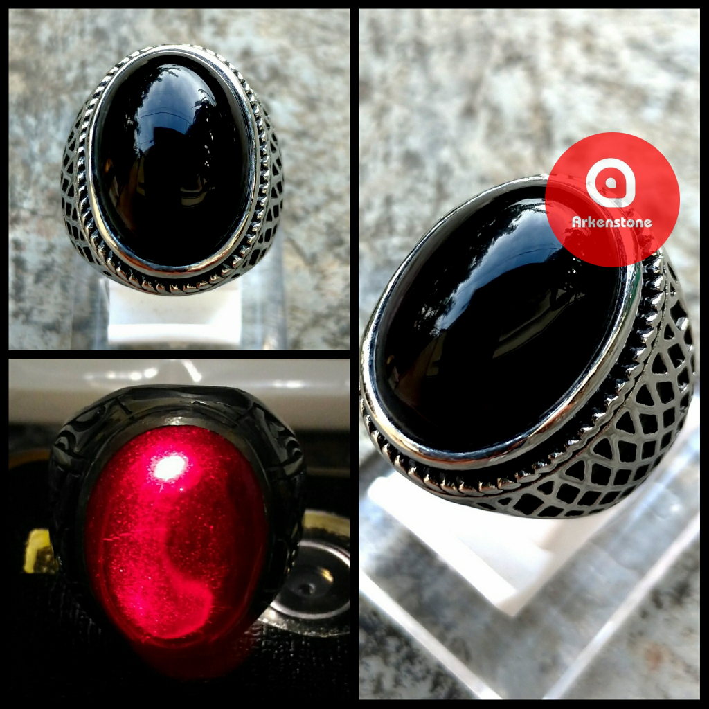 Cincin Tanam Batu Akik Kecubung Api Crystal