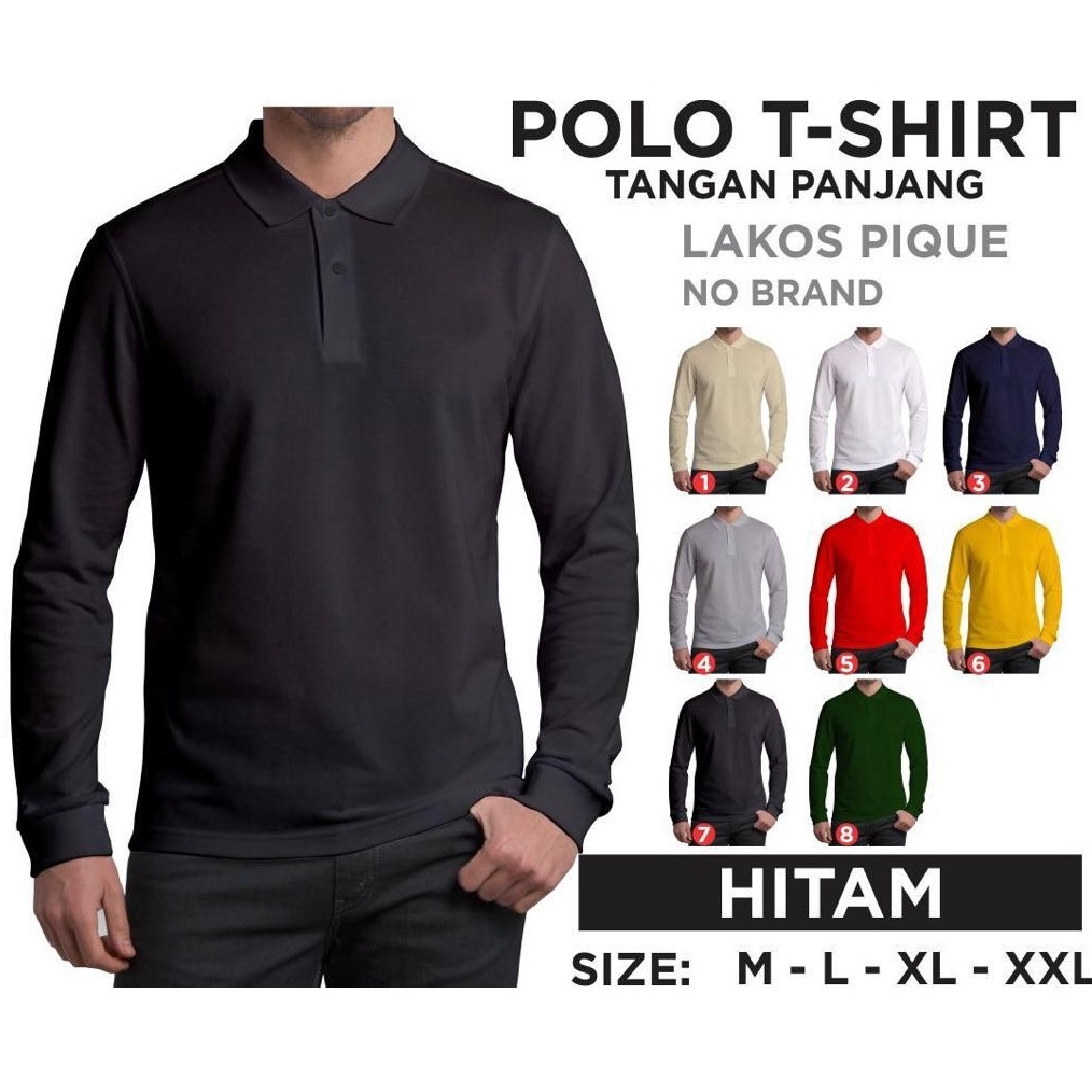 Grosir Kaos polos  Kaos kerah pria  kaos polo shirt lengan panjang ujung lengan pakai ban rib atau k