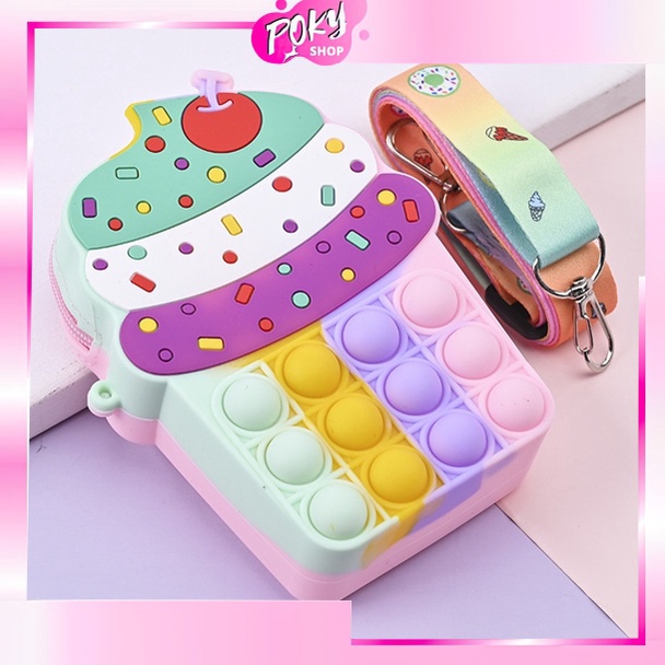 POKY  D5639 Tas Pop it Ice Cream  Tas pop It Anak Perempuan  Tas Pop It Lucu Anak  Tas pop It Cup Ca