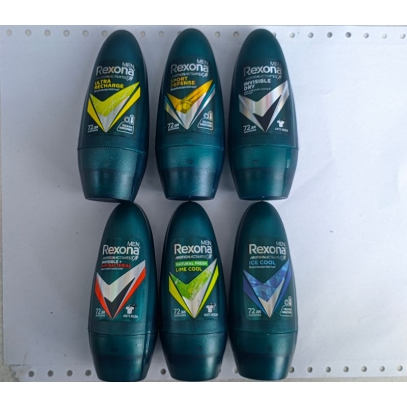 Deodoran REXONA MEN Roll On Antibacterial/Lime cool/Ice cool/Ultra Recharge/Sport Defense/Invisible 