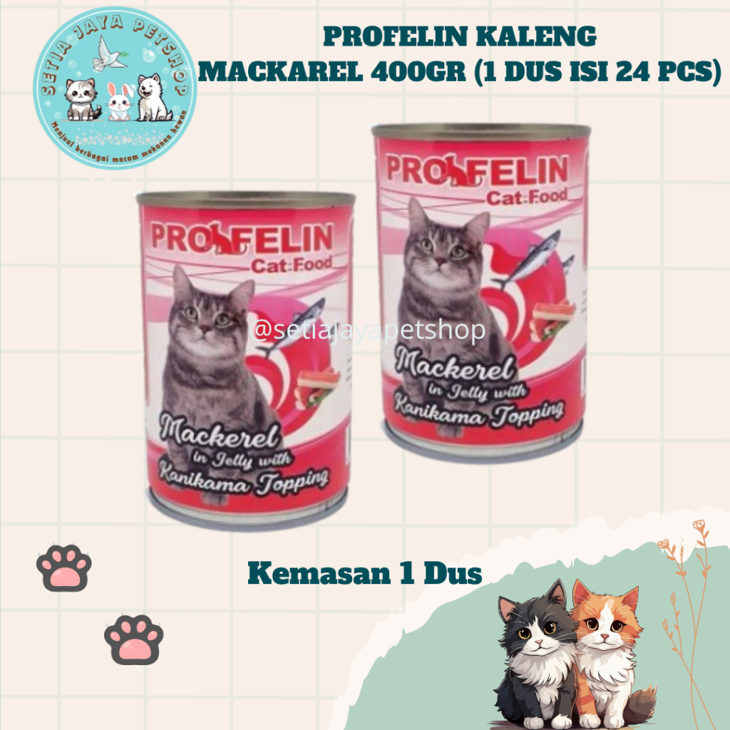 Makanan Kucing - Profelin Kaleng Mackarel With Kanikama Topping 400gr (1 Dus Isi 24 Pcs)