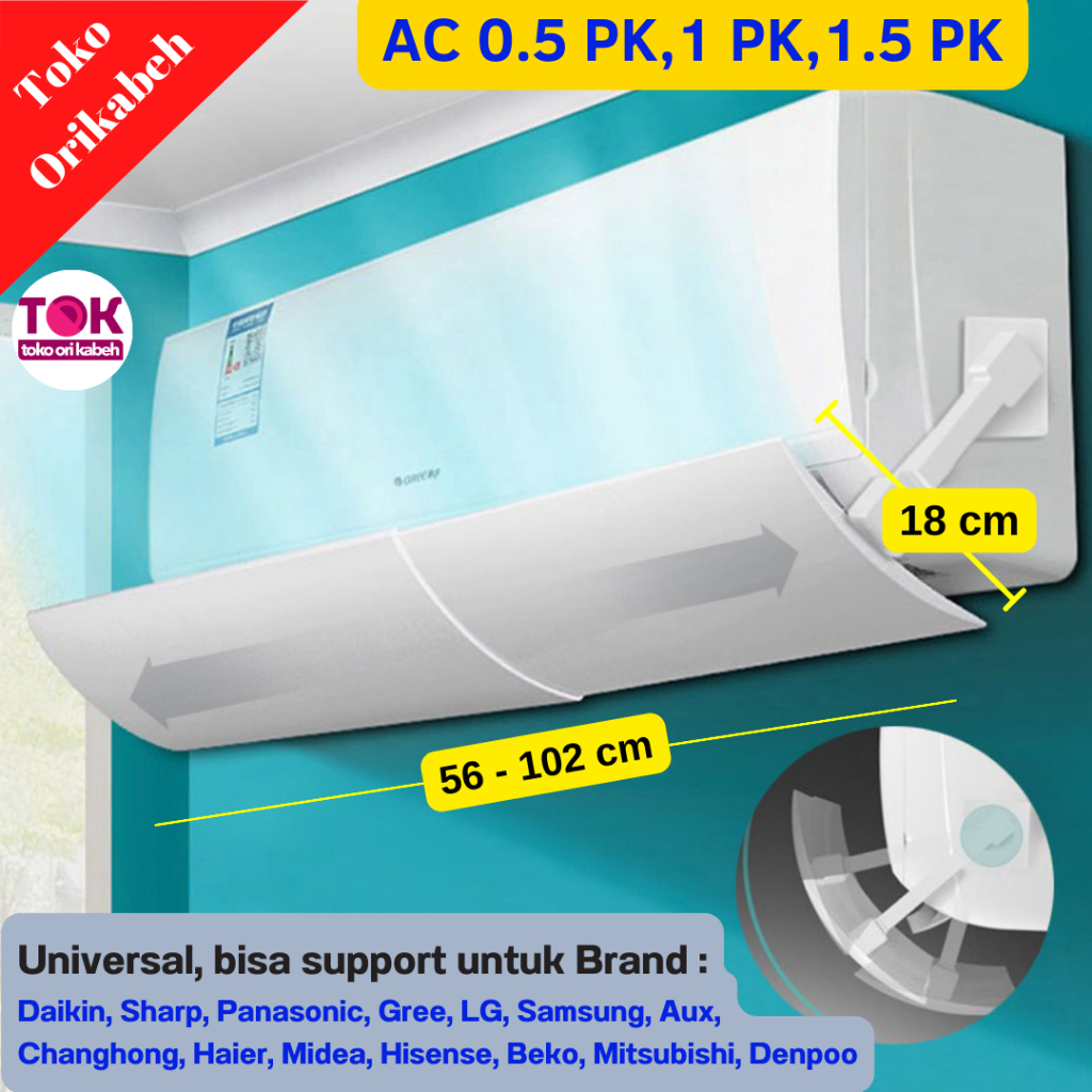 Talang AC Reflektor Cover Penahan Hembusan Angin Indoor AC Penghalang Hembusan AC Kamar Rumah Kantor