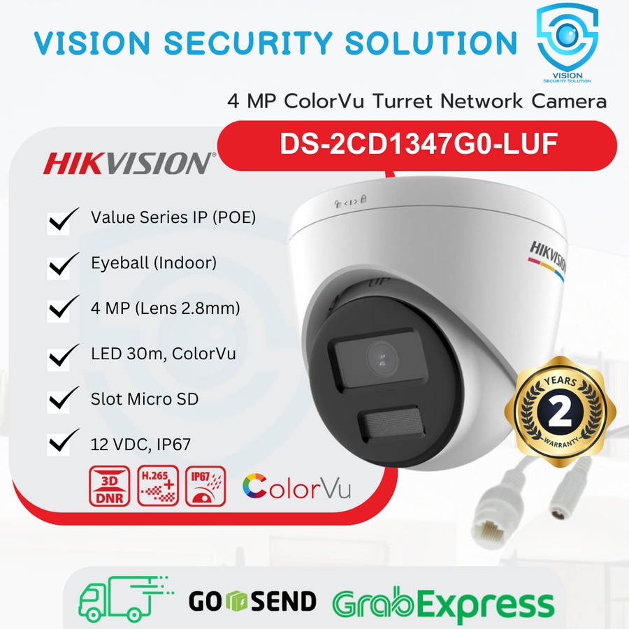 Kamera CCTV IP Hikvision Indoor 4MP DS-2CD1347G0-LUF Colorvu Lite