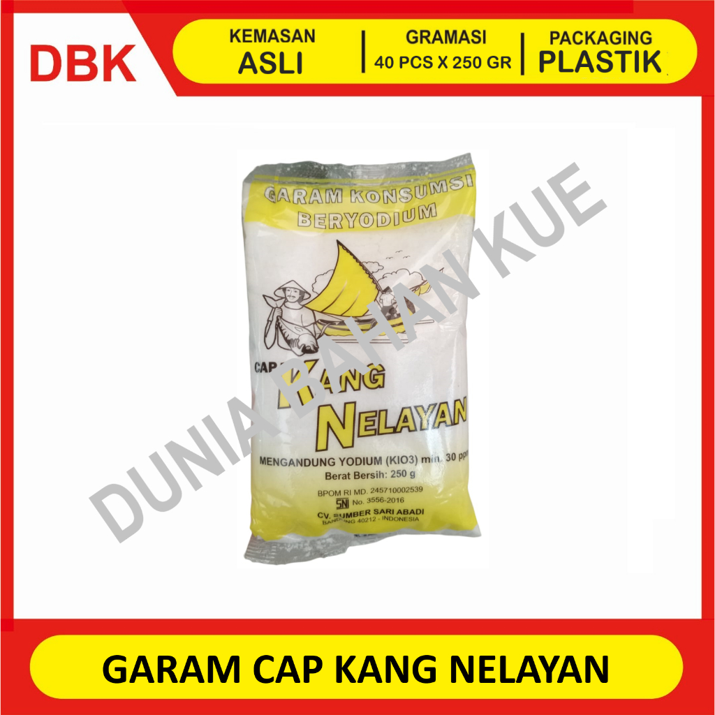 

GARAM merk KANG NELAYAN 250 GR - 1 BAL 40 PCS / GARAM KONSUMSI BERYODIUM