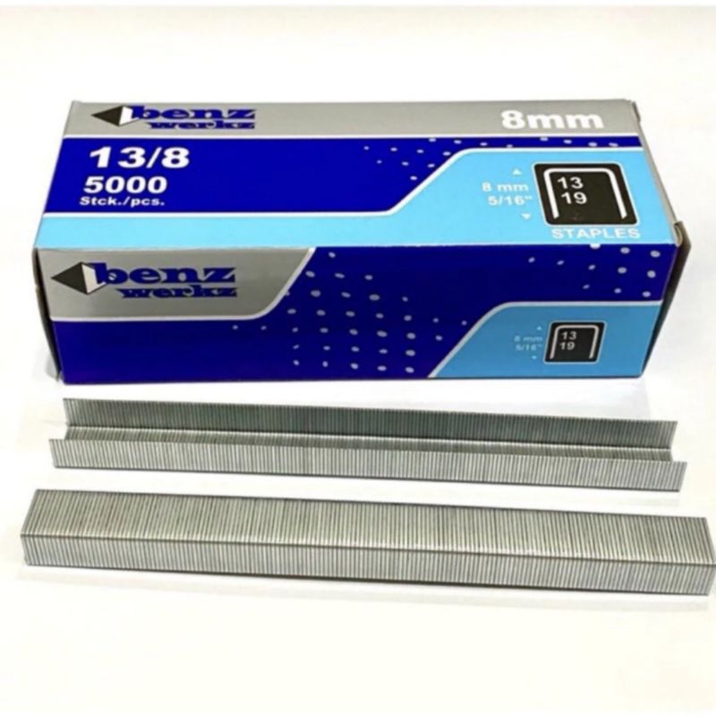 

Isi Staples / Isi Hekter Bens/6mm 13/8mm isi 5000 pcs Merk BENZ/TORA/RAPESCO