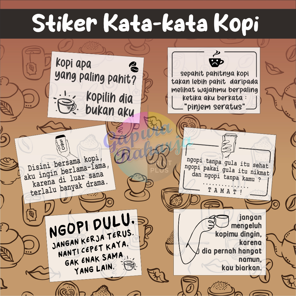 

120 pcs Stiker Kata Kata Tentang Kopi Lucu Transfaran