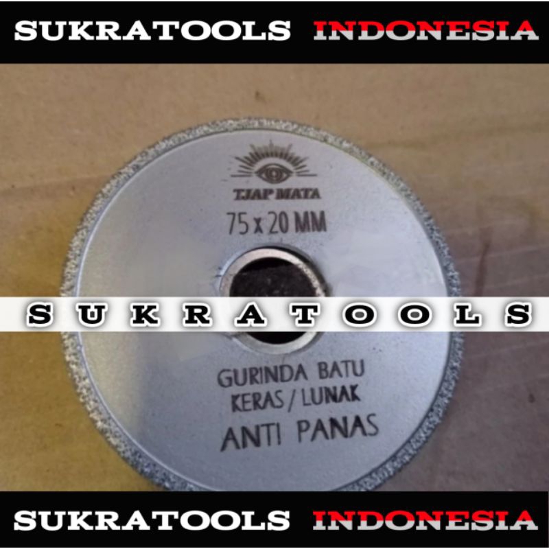 Batu Gurinda Tjap Mata Gerinda 3 Inch Wheel Flat 75 x 20mm Anti Panas