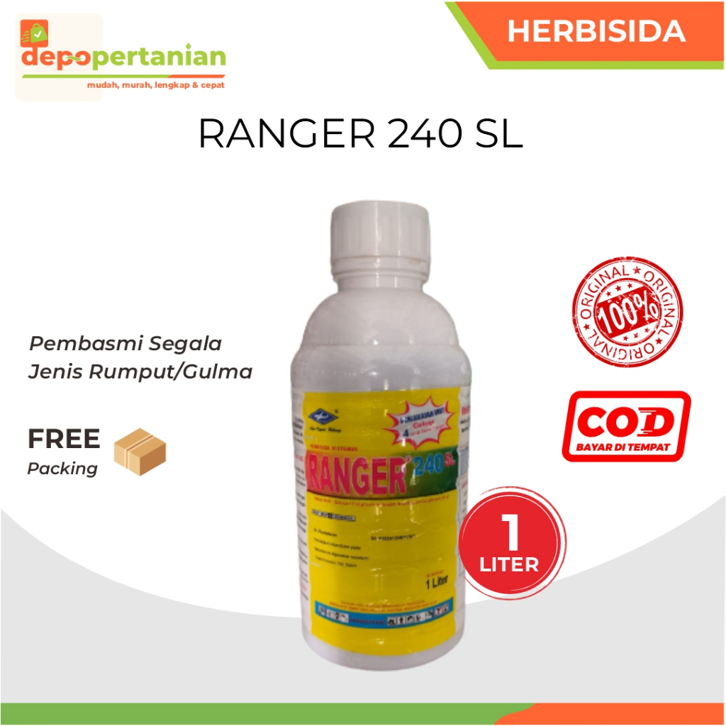 Depo Pertanian - Ranger 240 SL 1 Liter Herbisida Sistemik Glifosat Obat Pembasmi Gulma Rumput Liar